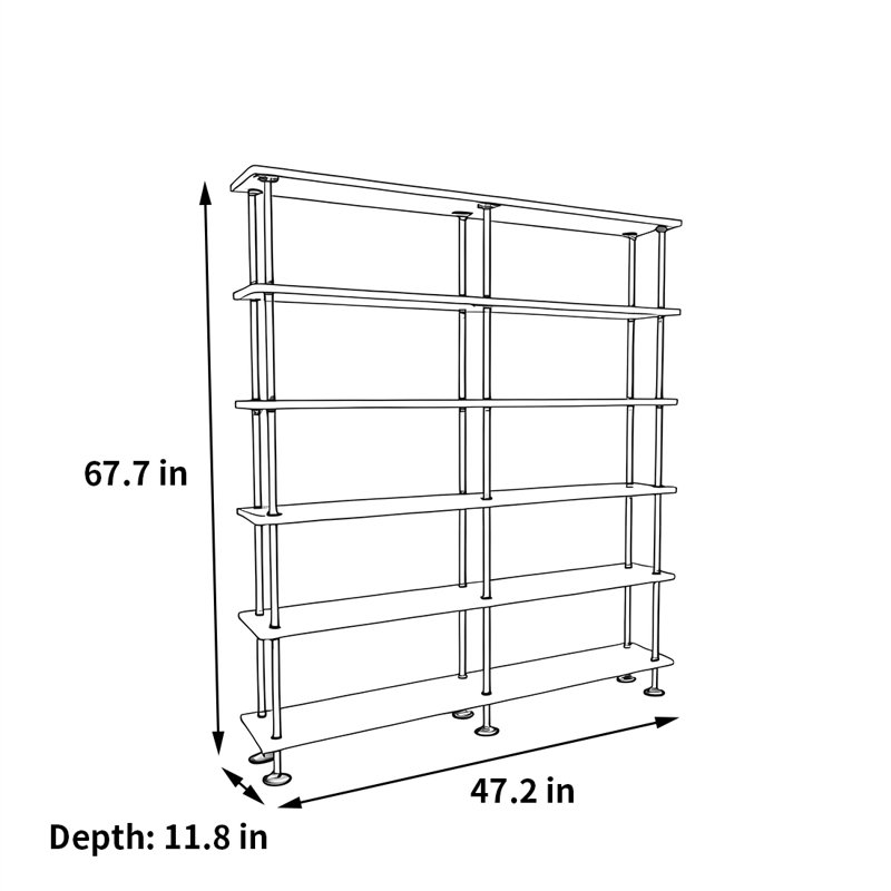 Simple and high-quality bookcase, (6 Shelves) 67.7"H x 47.2"W x 11.8"D