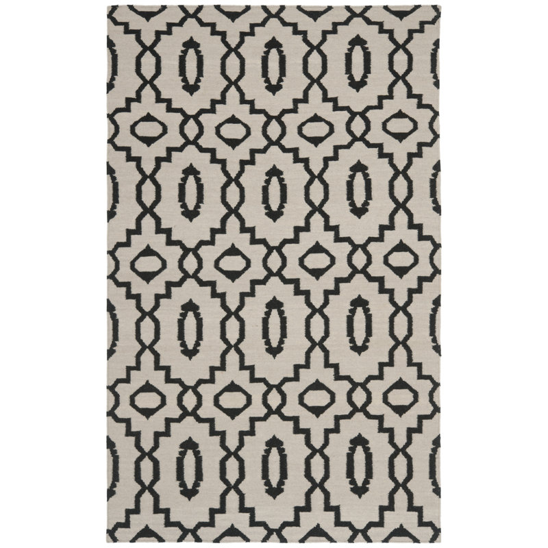 Rodgers Hand Woven Flat Weave Wool Geometric Rug, Rectangle 4' x 6'