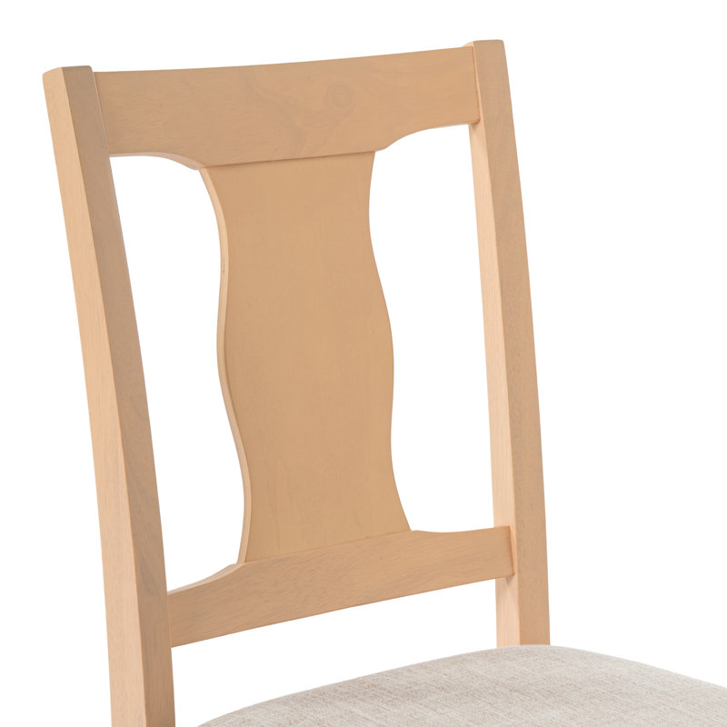 Ensemble de 4 chaises de salle à manger rembourrées confortables, style moderne en bois d'hévéa pour la cuisine, Bois naturel