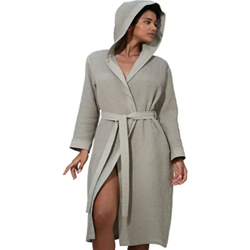 Peignoir SEYANTE 100% coton biologique certifié GOTS, L, Vert sauge
