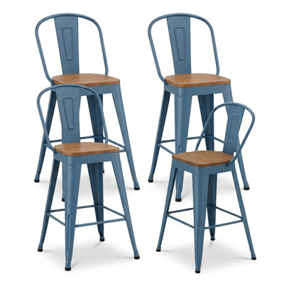 High Back Metal Counter And Bar Stools