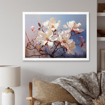 " White Blue Magnolias Romantic Impression "