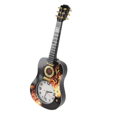 Wall Clock Silent Simulation Ukulele Shaped Decorative Alarm for Bedroom Student Dormitory Office 5681CC (46x17x4.5cm / 18.1x6.7x1.8in)