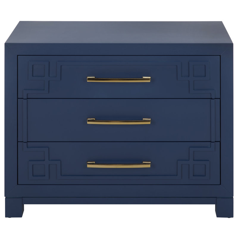 Élégante table de chevet large de 32 po Chamere, bleu