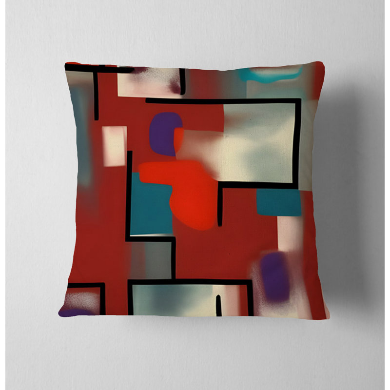 Throw Pillow With Insert, 16"H x 16"W, Red Abstract 28