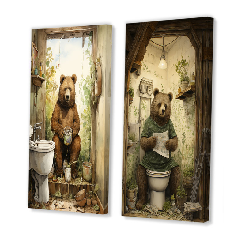 Ensemble de salle de bain Bears, H 28 po x l 25 po, Toile tendue