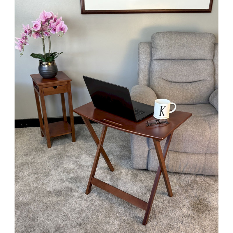 Table personnelle pliante en bambou massif, Acajou
