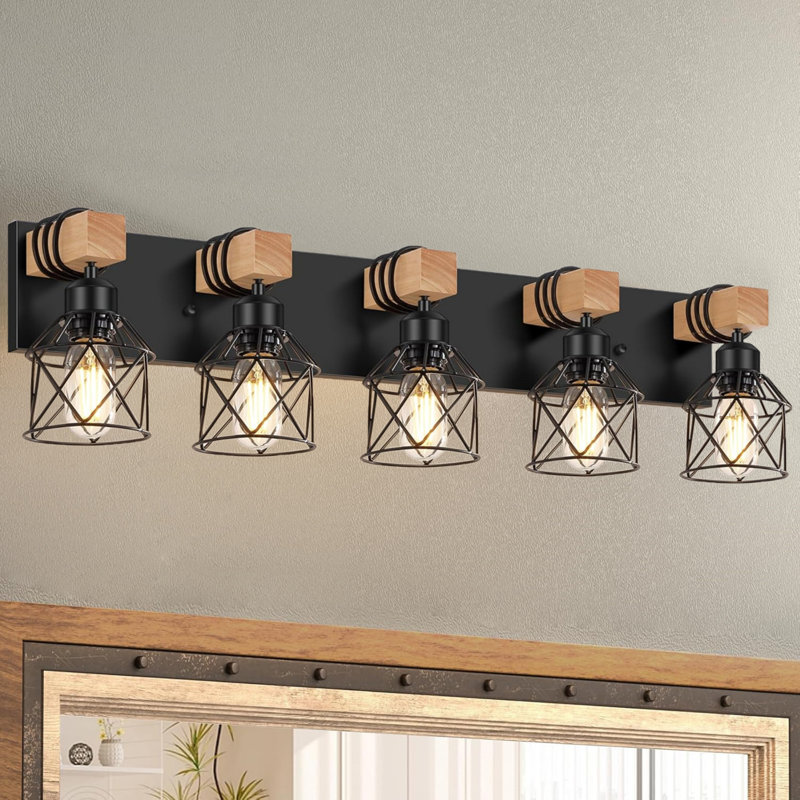 Dimmable Vanity Light, 5 Lights, Black