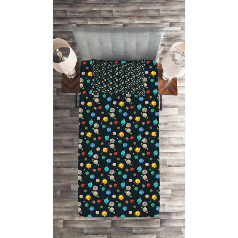 Vibrant Polyester Coverlet, Twin Bedspread + 1 Sham