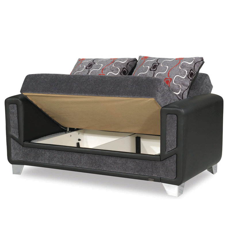 Causeuse convertible rembourrée avec rangement, causeuse en tissu de chenille, Gris
