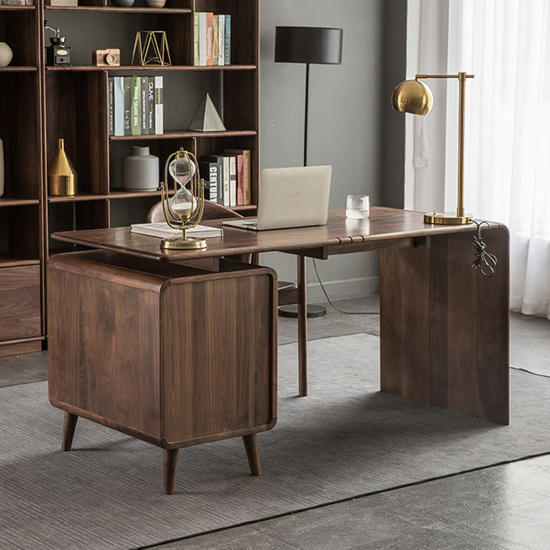 Bureau en bois massif de style nordique minimaliste, H 29,92 po x l 59,06 po x P 23,62 po