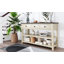 Console rétro avec deux tablettes ouvertes, structure en bois de pin massif et pieds pour le salon (espresso et beige)-350369160-350369166