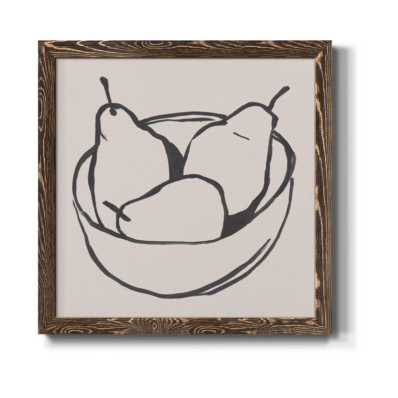 Simple Pear I - art mural encadré sur toile, H 27,5 po x l 27,5 po x P 1,5 po, Encadré de bois de noyer