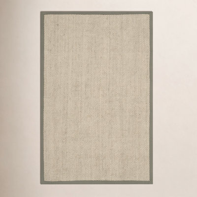 Beige Green Floral Jute Rug