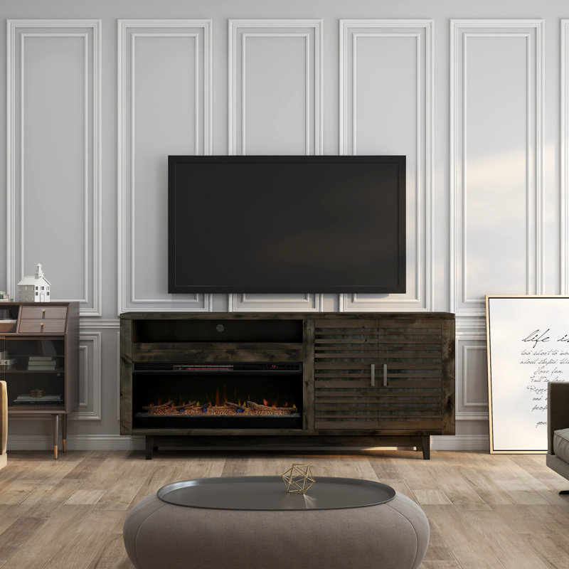 Meuble télé 84 po avec foyer électrique Hampden, entièrement assemblé, pour téléviseurs de 95 po ou moins