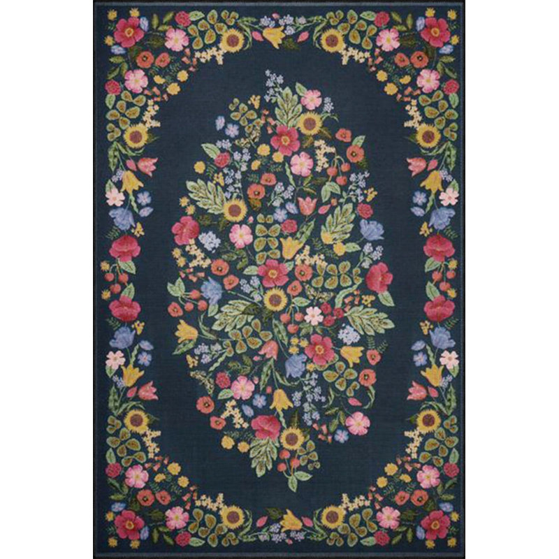 Tapis décoratif moderne aux tons noirs, Rectangle 3 pi 4 po x 6 pi 7 po