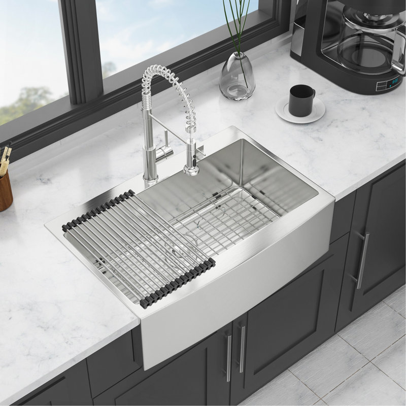 Évier de cuisine encastré 33 po 33 po - Évier de cuisine 33 po x 22 po x 10 po à tablier frontal en acier inoxydable de calibre 16