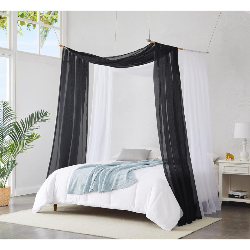  Rideaux à baldaquin en polyester, Bleu marine, Grand
