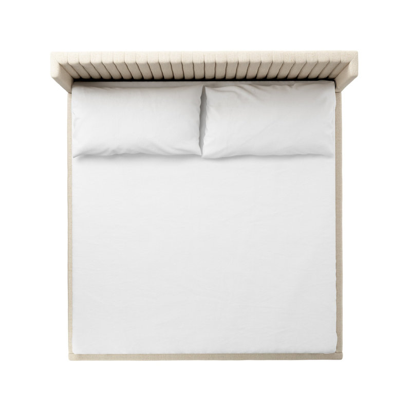 Montgomery Upholstered Wingback Bed, King, Thames Cream