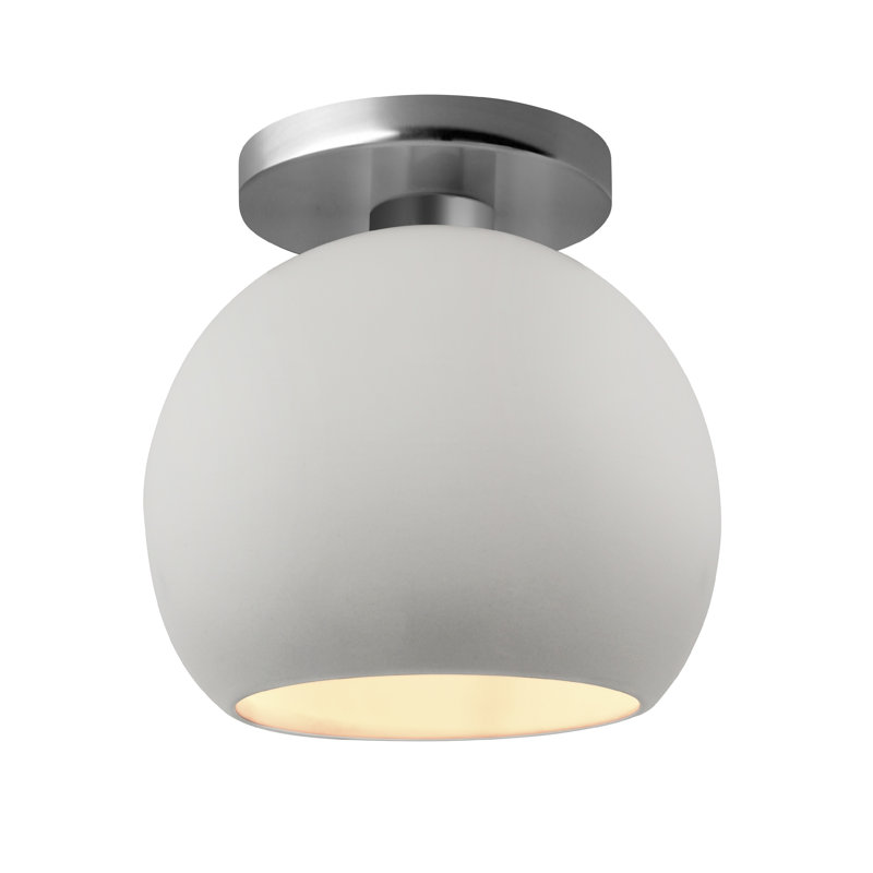 Plafonnier semi-encastré Radiance, H 9 po x l 10 po x P 10 po, Bisque / laiton poli, Nickel brossé