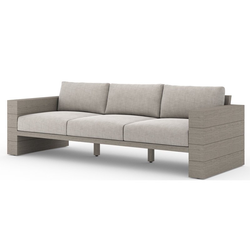 Tsubaki 96" Wide Patio Sofa, Weathered Gray, Charcoal Polypropylene/Olefin