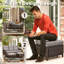 Ensemble de conversation pour patio pour 7 personnes Carolina Wicker avec coussins et foyer-111605572-111605573