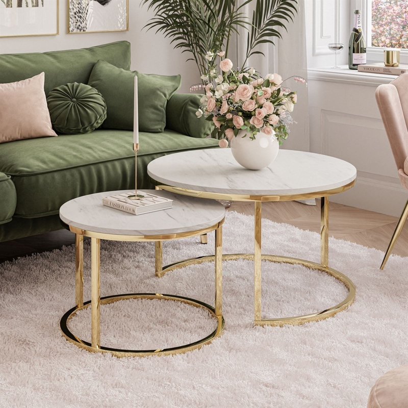 Micheroux 2 Piece Coffee Table, Marmur Levanto