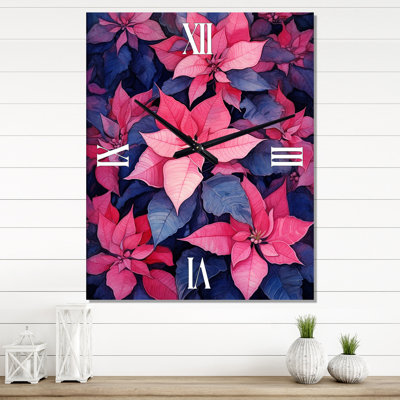Poinsettia Passion II - Floral Wall Clock Oversized