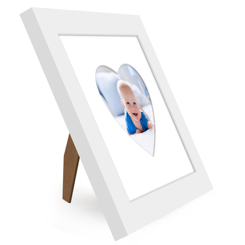 Cadre photo avec tapis en forme de cœur - idéal pour toute pièce, salon, dortoir, Blanc, 6 po x 6 po