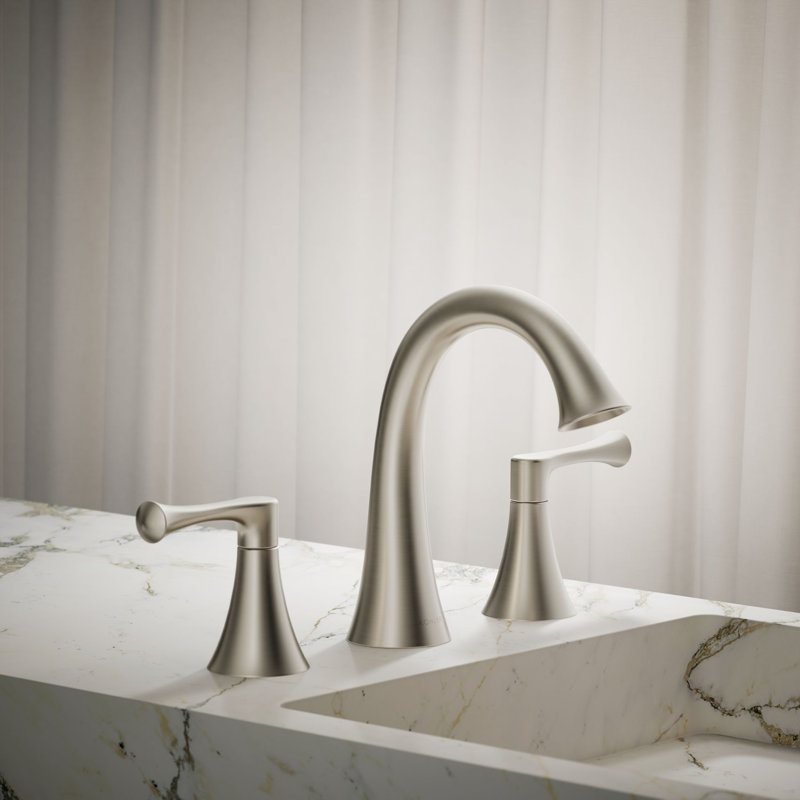 Buckley Widespread Bathroom Sink Faucet, 1.2 Gpm, 1.2 GPM, Brushed Nickel