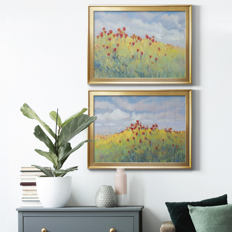 Summer Breeze Meadow I - ensemble de 2 reproductions de cadres photo, Or, H 30,5 po x l 45 po x P 1 po