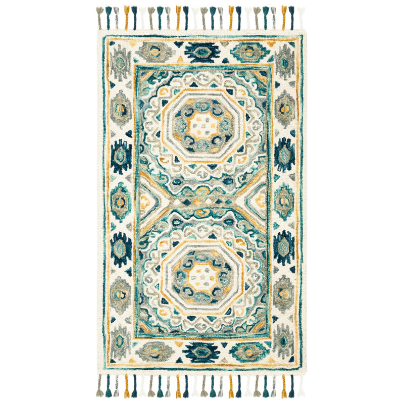 Vahakn Hand Tufted Wool Southwestern Rug, Rectangle 5' x 8'