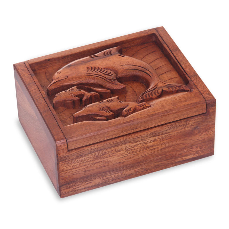 Boîte en bois massif Zslater Dolphins