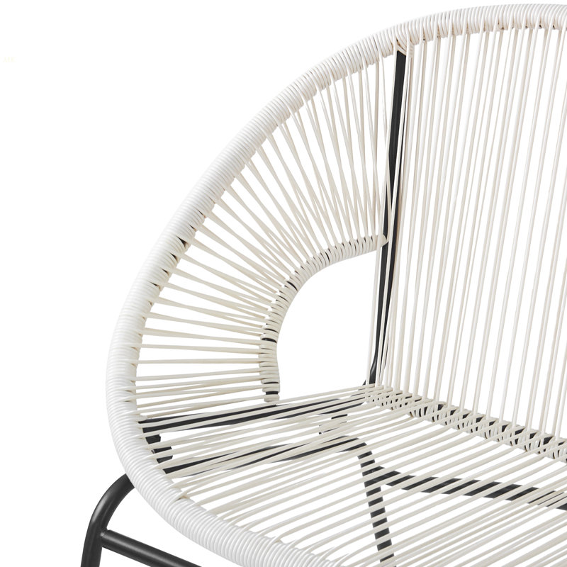 CONDESSA OUTDOOR PATIO WHITE WICKER LOVESEAT, White/Black