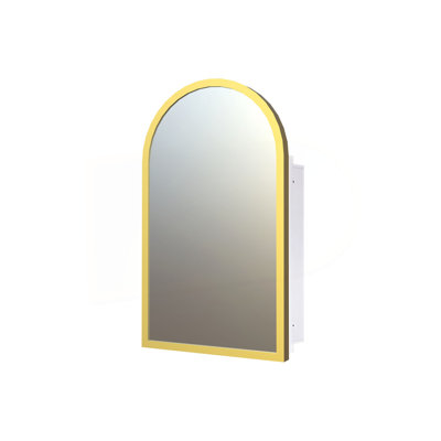 Armoire à pharmacie 16 po x 30 po à fixation murale en métal doré ou miroir encastré