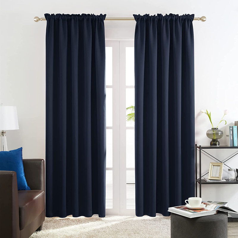 Northmoore Room Darkening Curtain Pair, 42" W x 63" L, Navy Blue