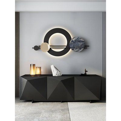 Italian-Style Metal Three-Dimensional Round Illuminated Mural