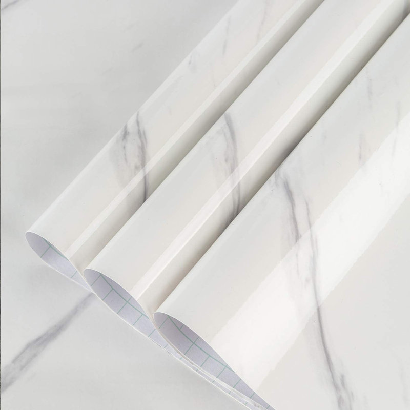 Papier peint auto-adhésif en granit de marbre blanc pour comptoirs, meubles, murs - film de vinyle imperméable