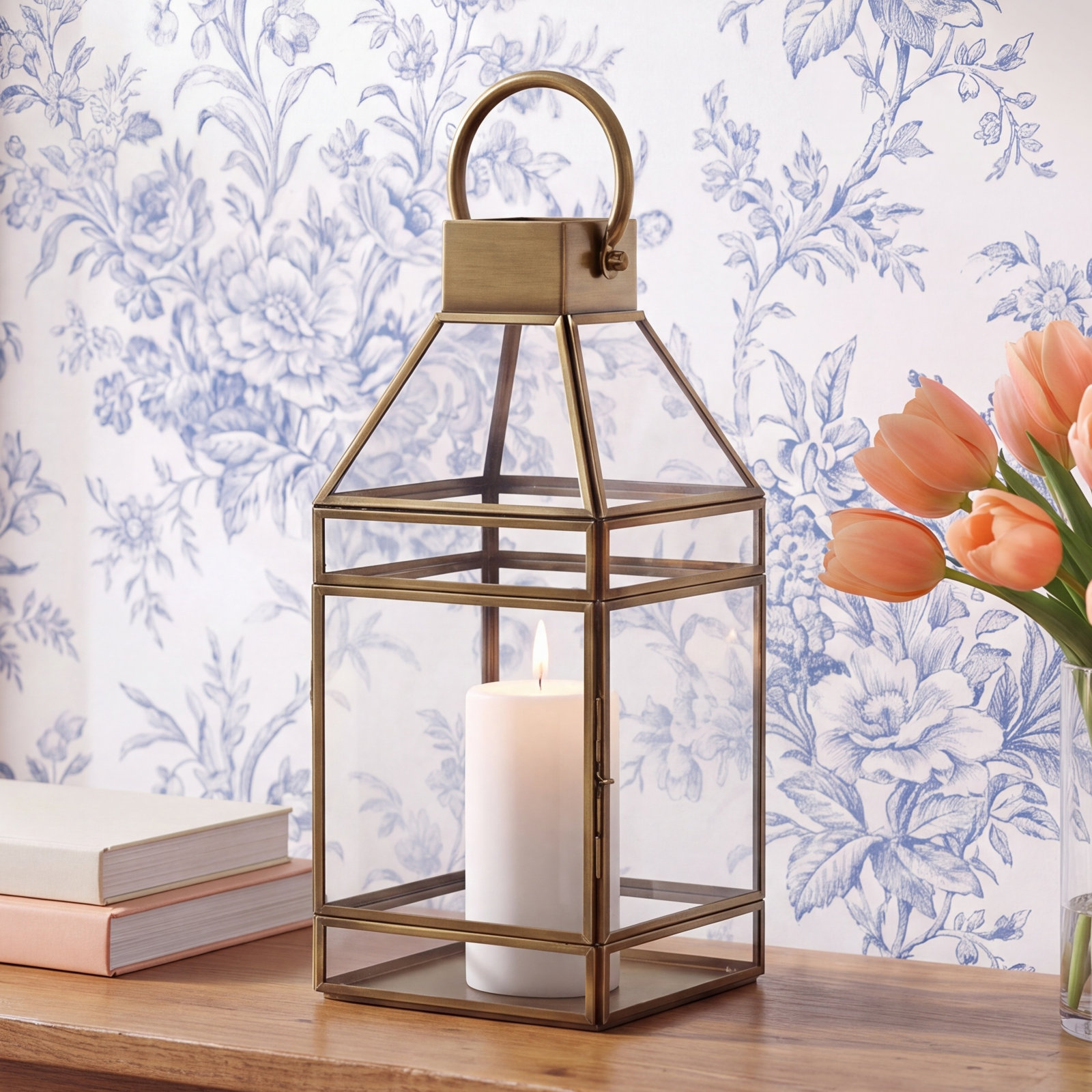 Pottsville Brass Lantern Candle Holder, Small