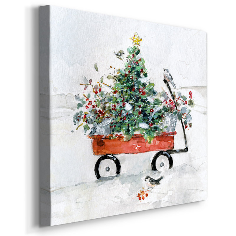 " Winter Garden Wagon ", 8" H x 8" W x 1.5" D