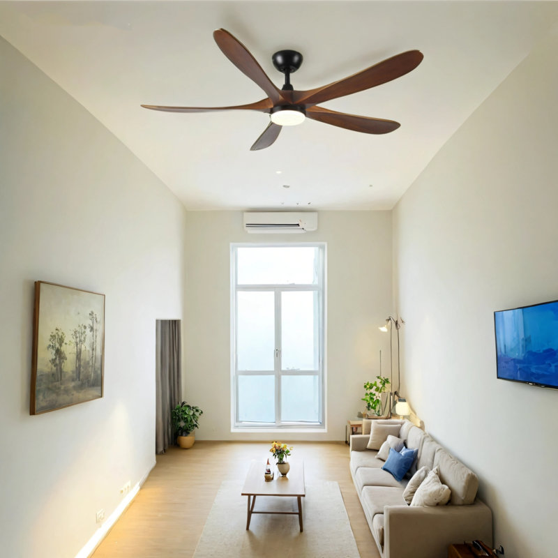 Ventilateur de plafond 5 pièces en bois massif, 62 po de largeur