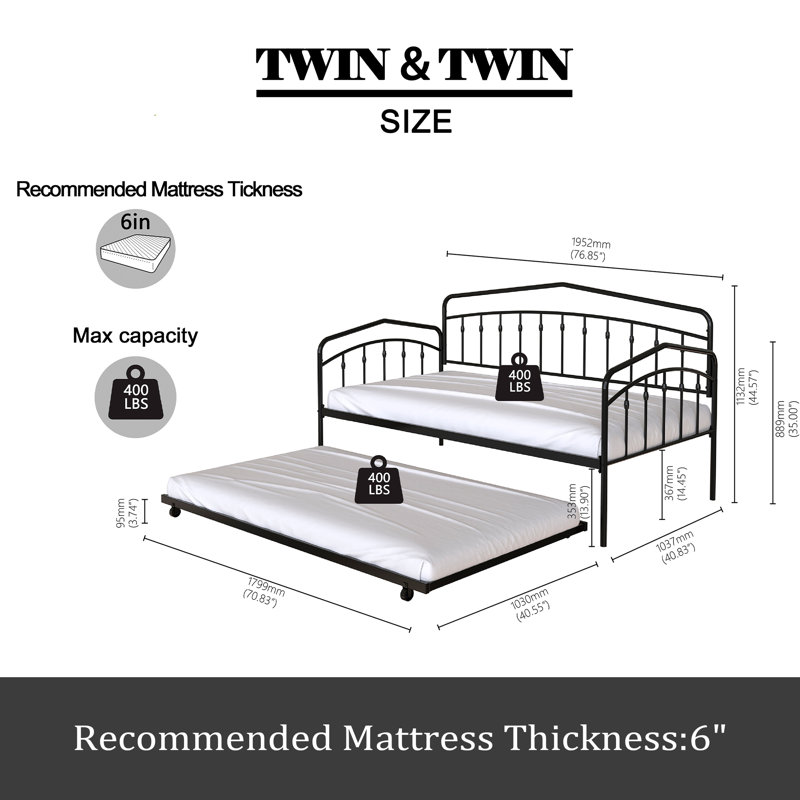 Twin Daybed With Twin Trundle, White
