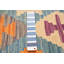 Tapis bleu / rouge nouvel âge en laine 4 pi 10 po x 6 pi 6 po Klark