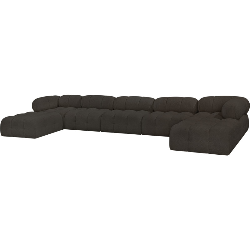 Ames 170'' Upholstered Sectional, Brown Boucle Fabric