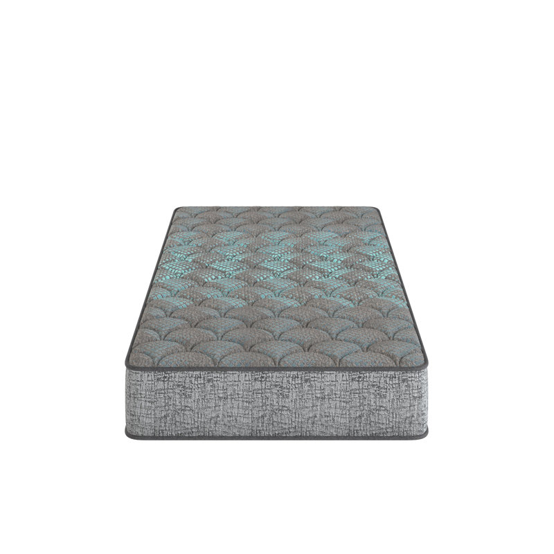 Matelas en mousse de 7 po pour grand lit, niveau de confort moyen, gris et bleu, avec concept de support stable de 7 po, mécanisme de soulagement doux et fiable