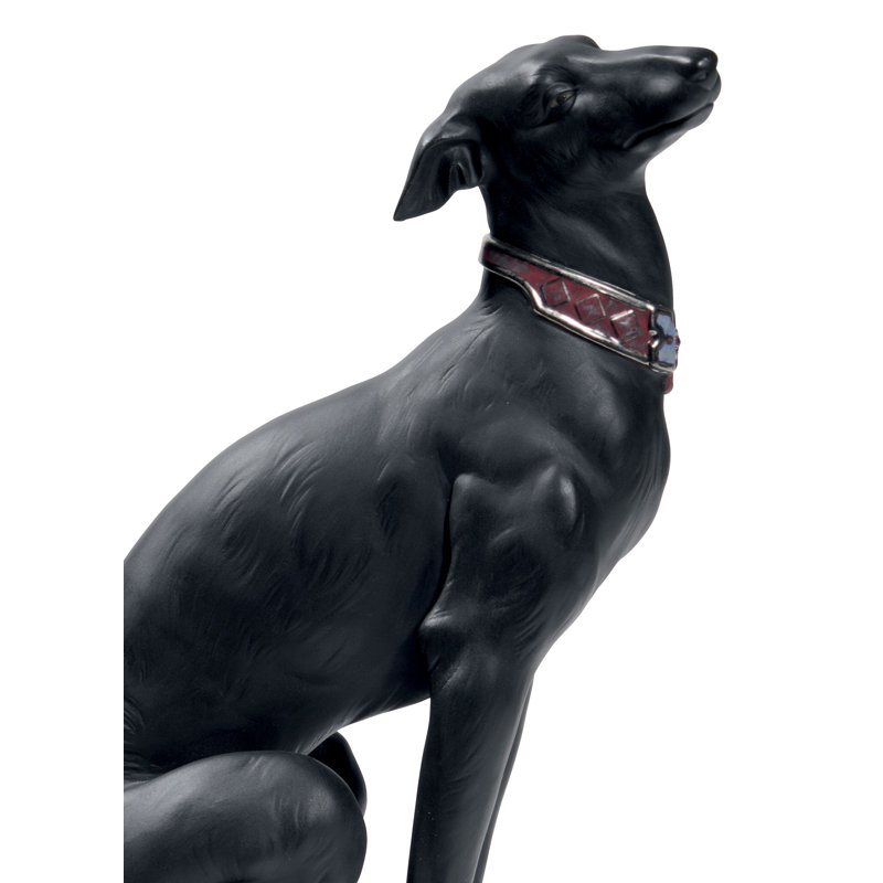 Attentive Greyhound Figurine, Black