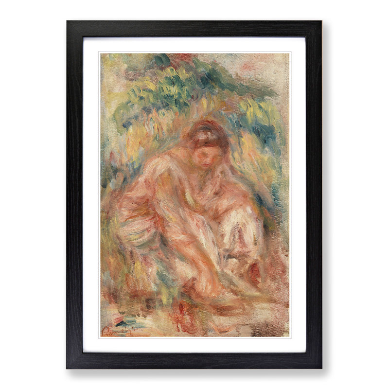 Seated Woman Vol.3 by Pierre-Auguste Renoir - Picture Frame Painting, 36cm H x 27cm W x 2cm D, Black Framed