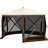 Camping Gazebo Screen Tent, 12*12Ft, 6 Sided Pop-Up Canopy Shelter Tent With Mesh Windows, Portable Carry Bag, Stakes, Large Shade Tents For Outdoor Camping, Lawn And Backyard, Brown/Beige