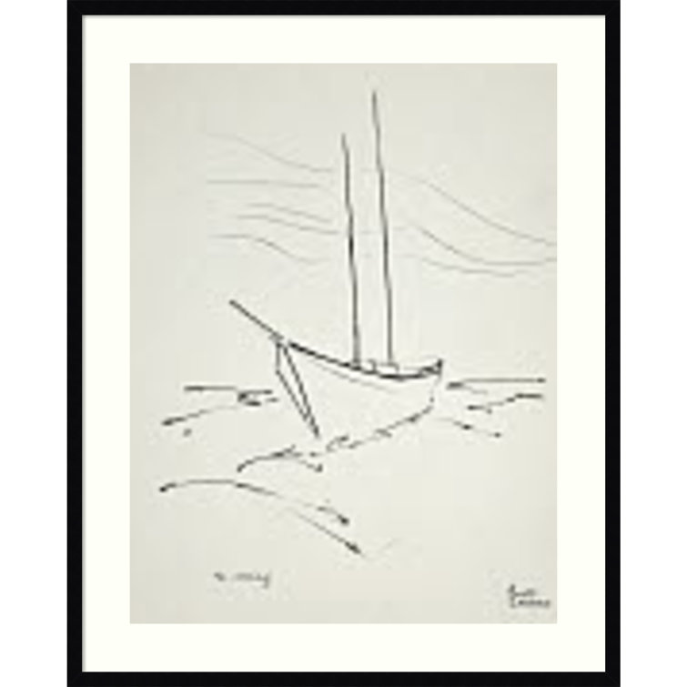 Crossing the Gulf (Boat) - Picture Frame Drawing Print on Paper