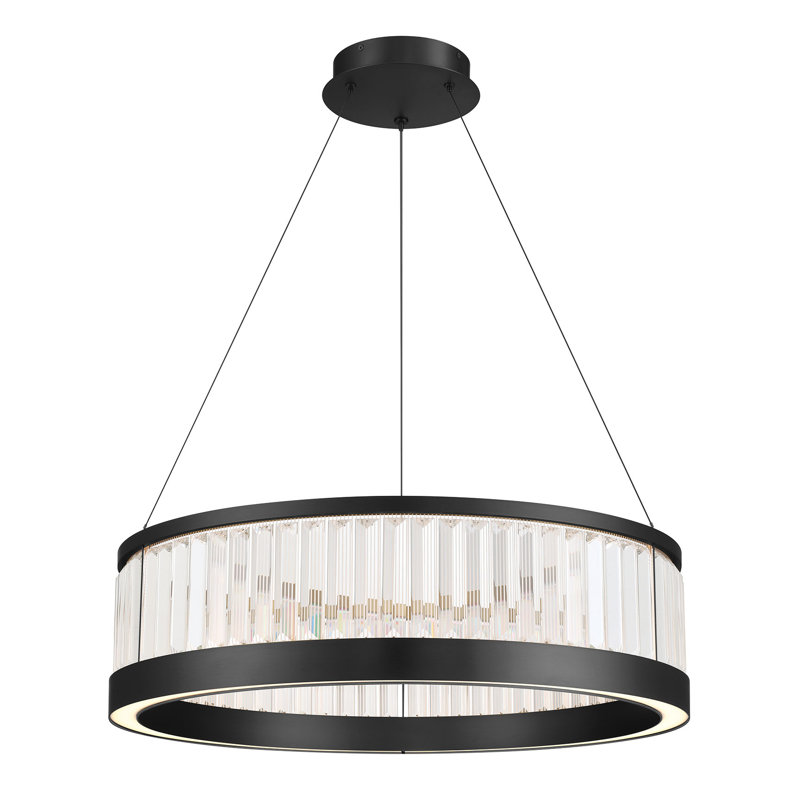 Empra, Chandelier, 30", Matte Black, Clear Crystal, Matte Black